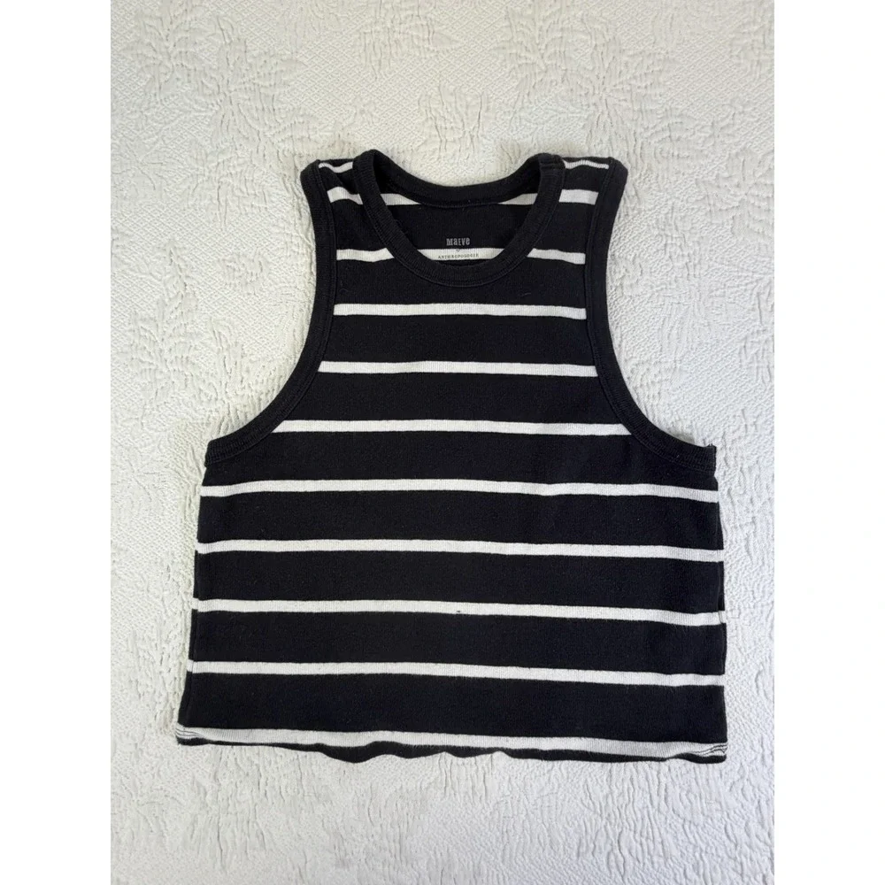 Anthropologie Maeve‎ Striped Sleeveless Top Size Large Cotton Blend Preppy Beach